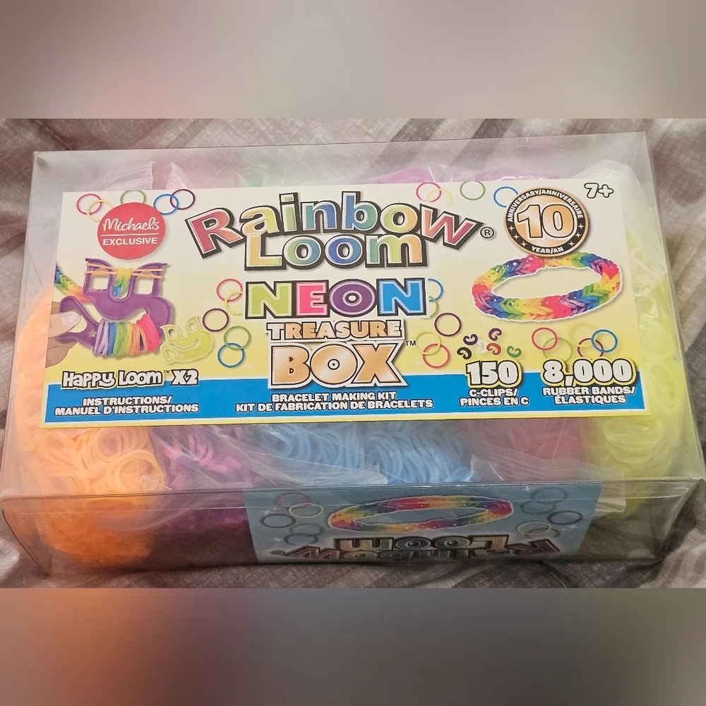 New Rainbow Loom Neon Bracelet Box with 8000 Rubberbands